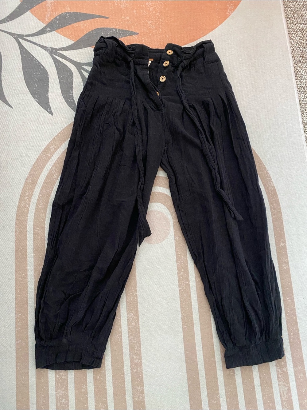 Free People Black Button-Front Harem Pants